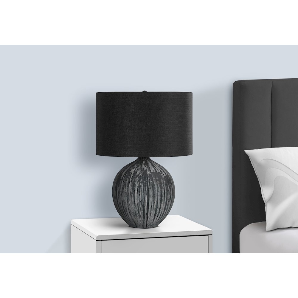 Lighting, 23"H, Table Lamp, Black Ceramic, Black Shade, Contemporary. Picture 6