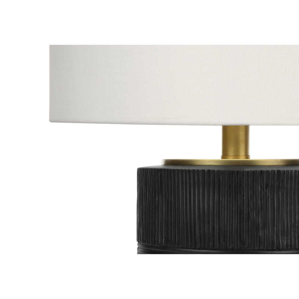 Lighting, 24"H, Table Lamp, Black Resin, Ivory / Cream Shade, Contemporary. Picture 2