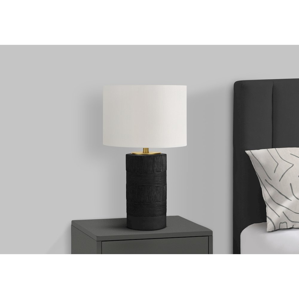 Lighting, 24"H, Table Lamp, Black Resin, Ivory / Cream Shade, Contemporary. Picture 6