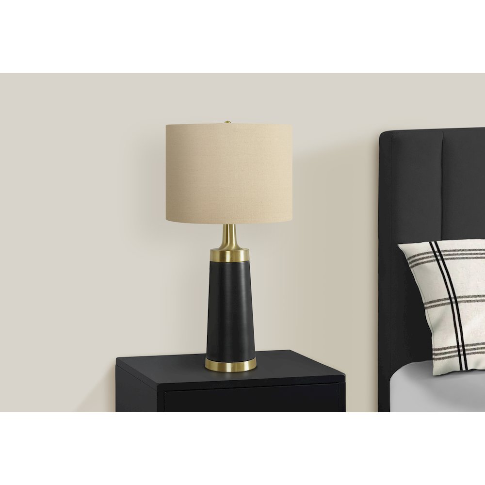 Lighting, 28"H, Table Lamp, Black Metal, Beige Shade, Contemporary. Picture 6