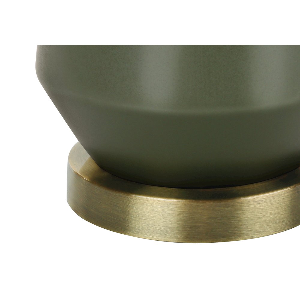 ="Lighting, 26""H, Table Lamp, Green Ceramic, Ivory / Cream Shade, Contemporary. Picture 3