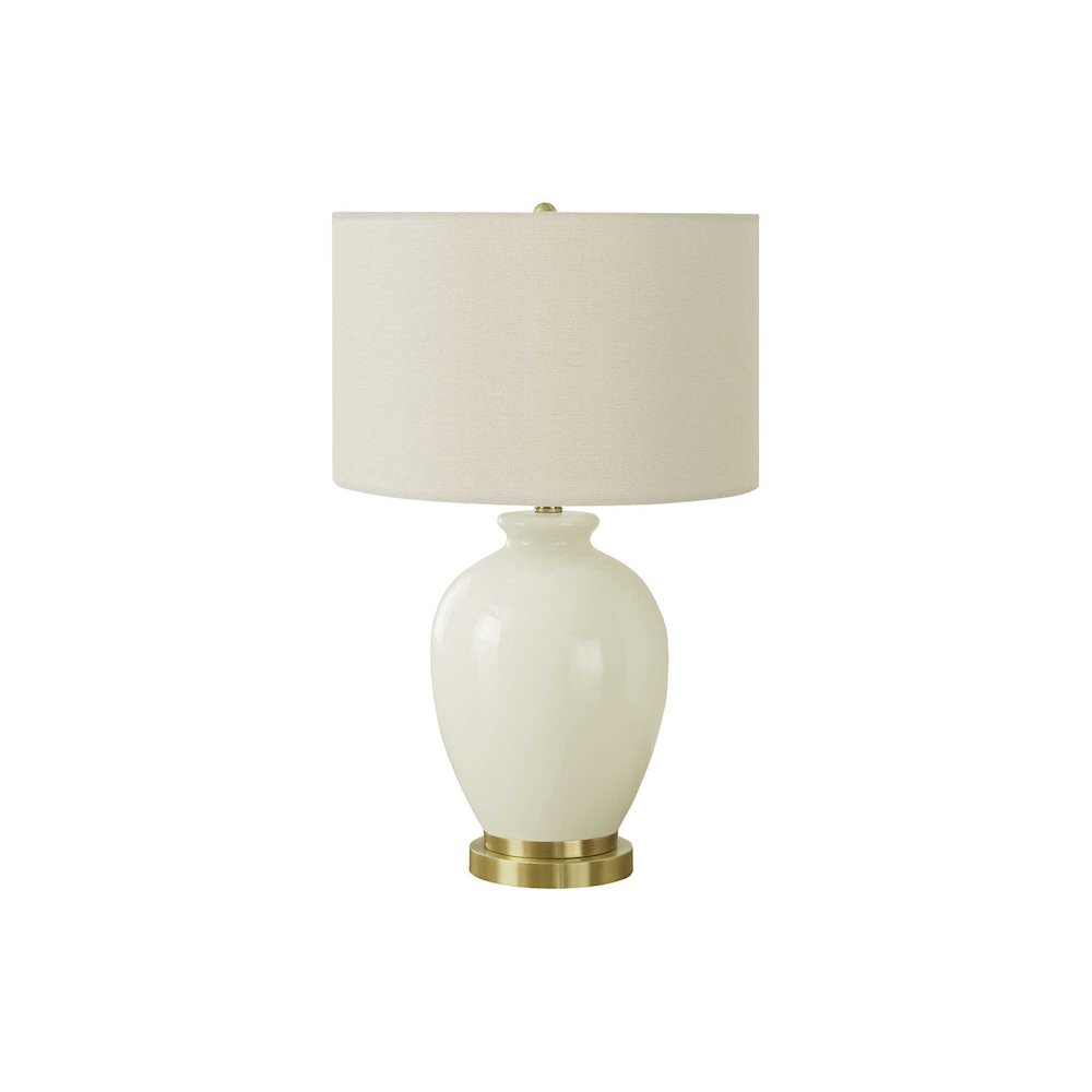 ="Lighting, 26""H, Table Lamp, Ivory / Cream Shade, Cream Ceramic, Transitional. Picture 1