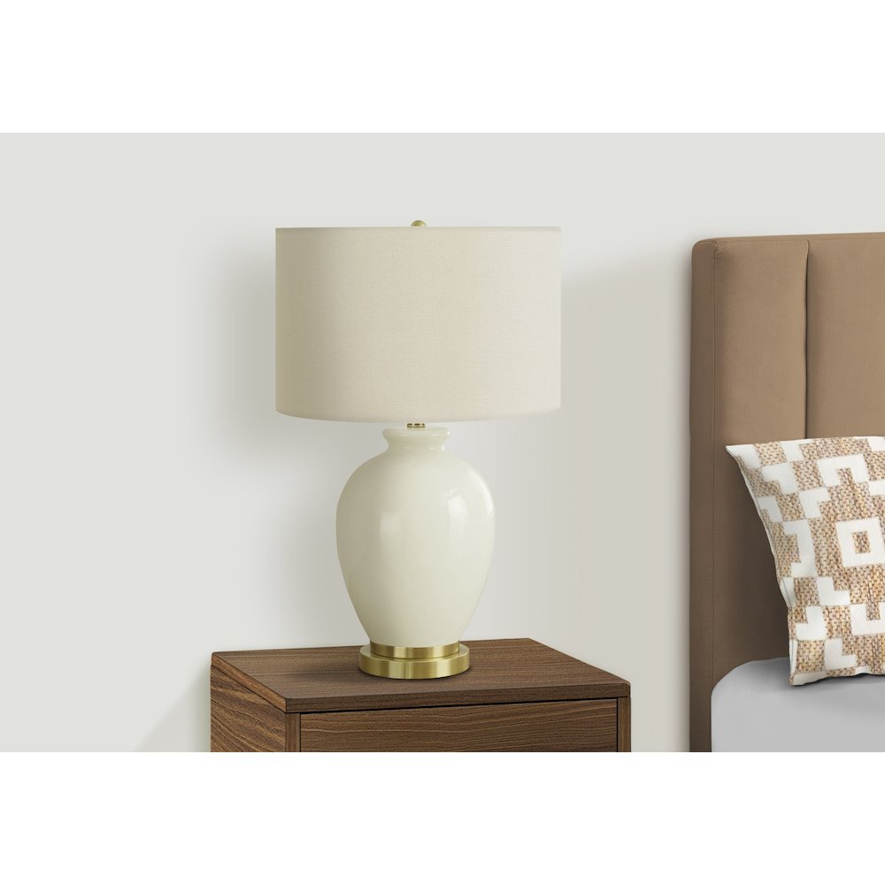 ="Lighting, 26""H, Table Lamp, Ivory / Cream Shade, Cream Ceramic, Transitional. Picture 6