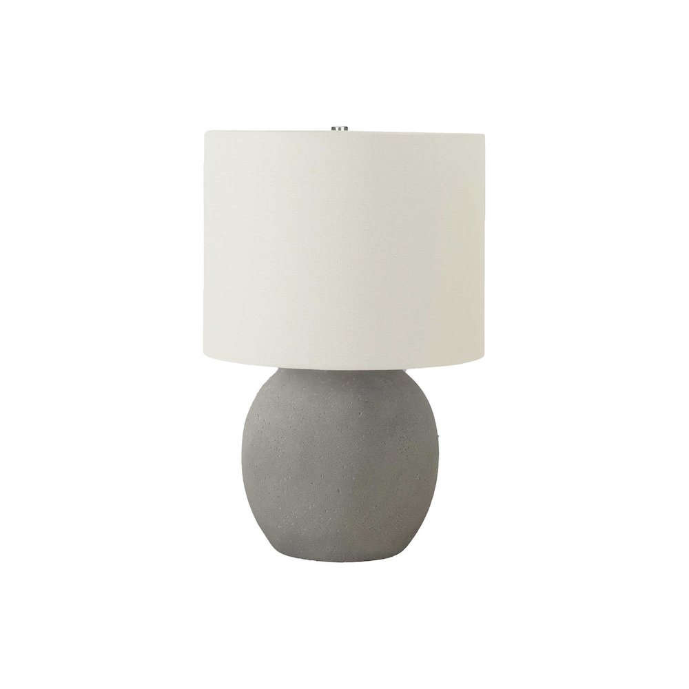 ="Lighting, 20""H, Table Lamp, Grey Concrete, Ivory / Cream Shade, Contemporary. Picture 1