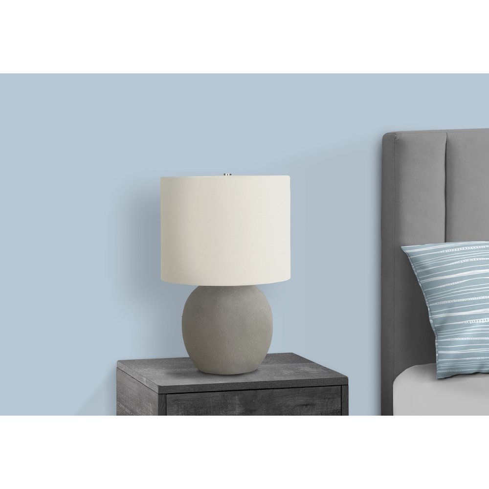="Lighting, 20""H, Table Lamp, Grey Concrete, Ivory / Cream Shade, Contemporary. Picture 6