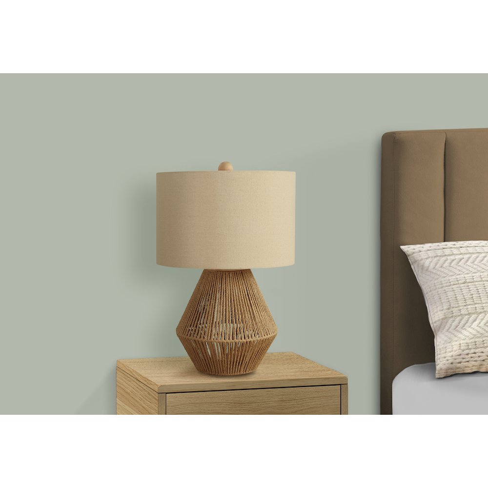 Lighting, 22"H, Table Lamp, Brown Rope, Beige Shade, Transitional. Picture 6