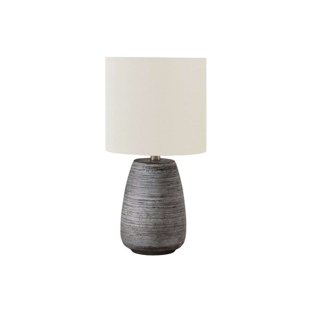 Lighting, 19"H, Table Lamp, Grey Ceramic, Ivory / Cream Shade, Contemporary. Picture 1