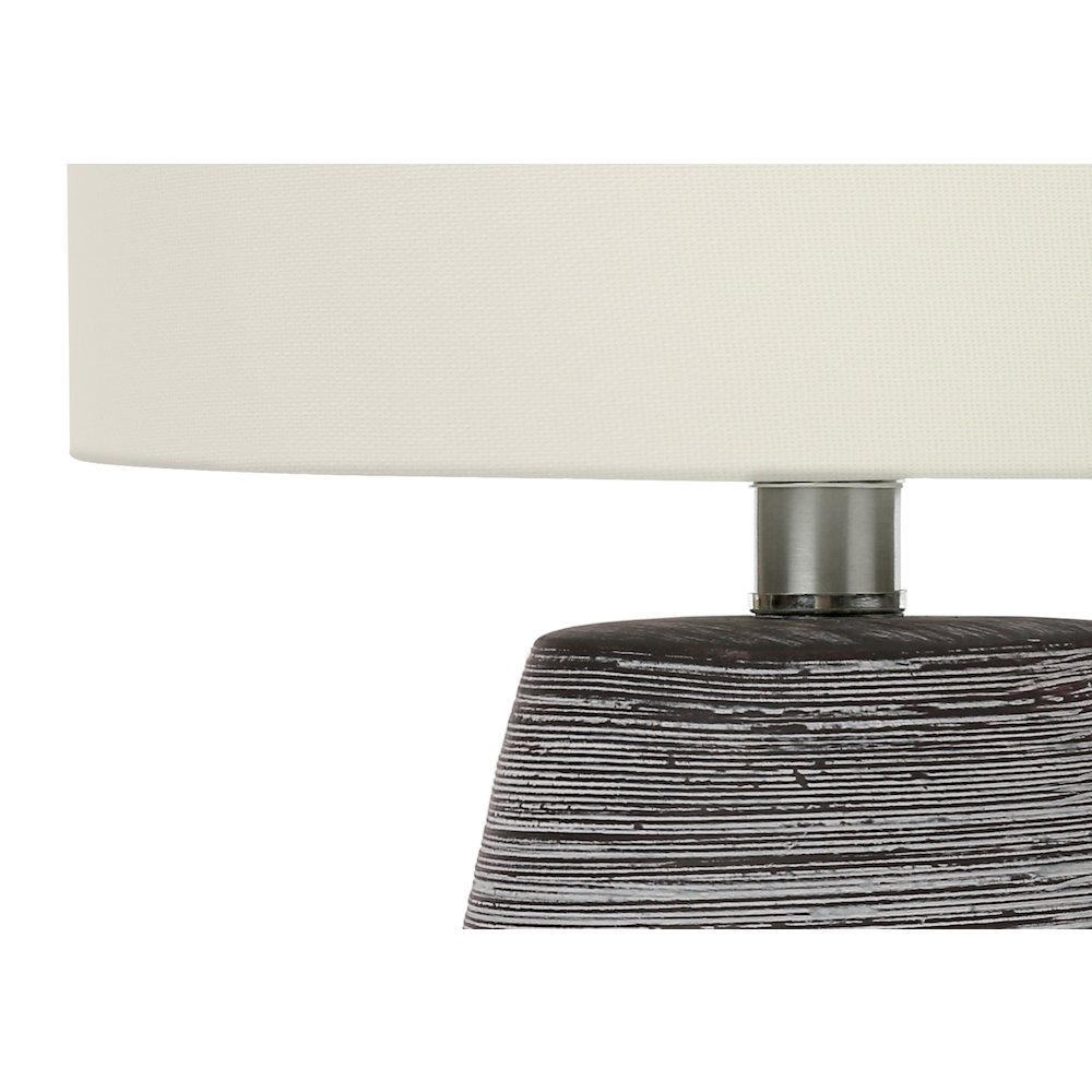 Lighting, 19"H, Table Lamp, Grey Ceramic, Ivory / Cream Shade, Contemporary. Picture 2