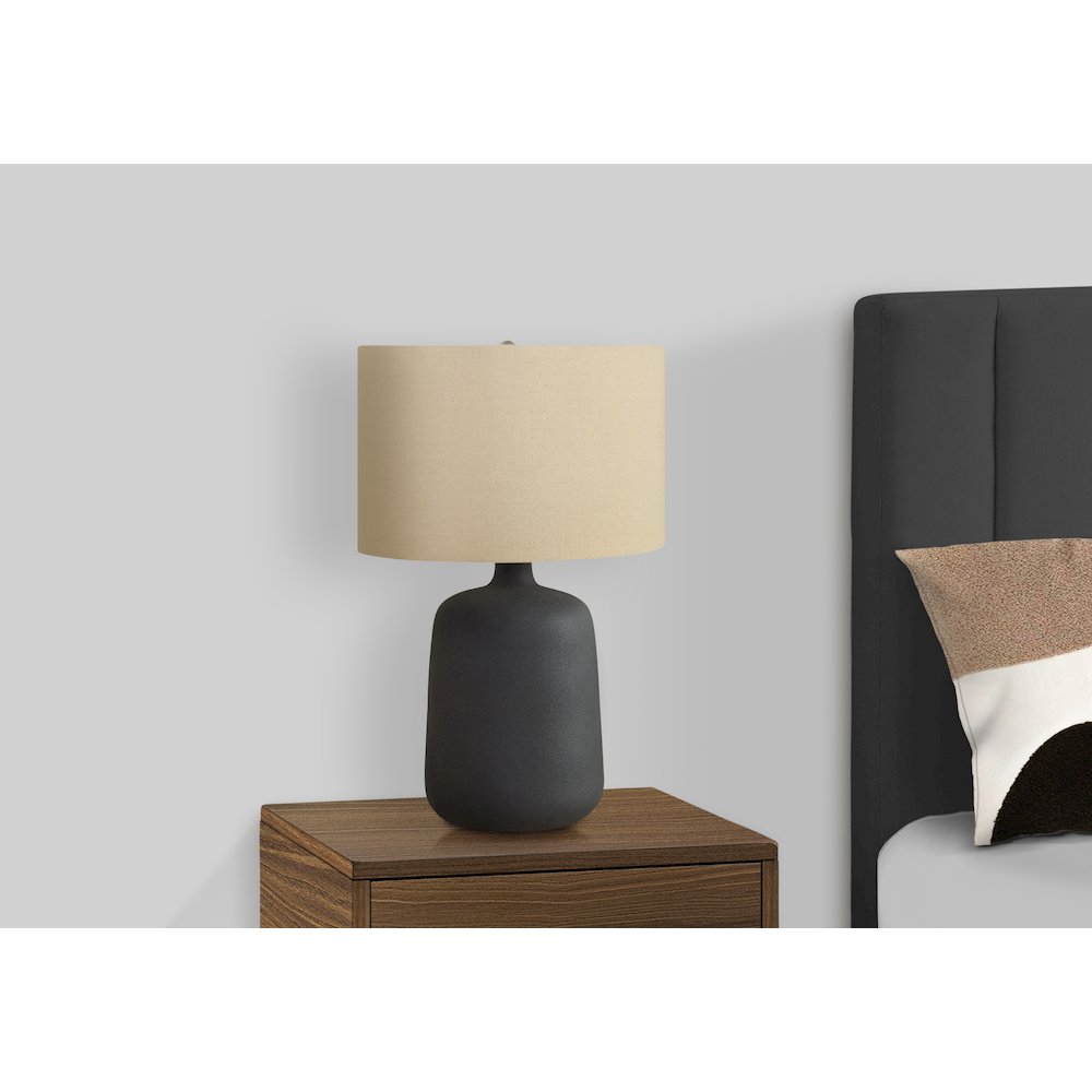 Lighting, 24"H, Table Lamp, Black Ceramic, Beige Shade, Contemporary. Picture 6