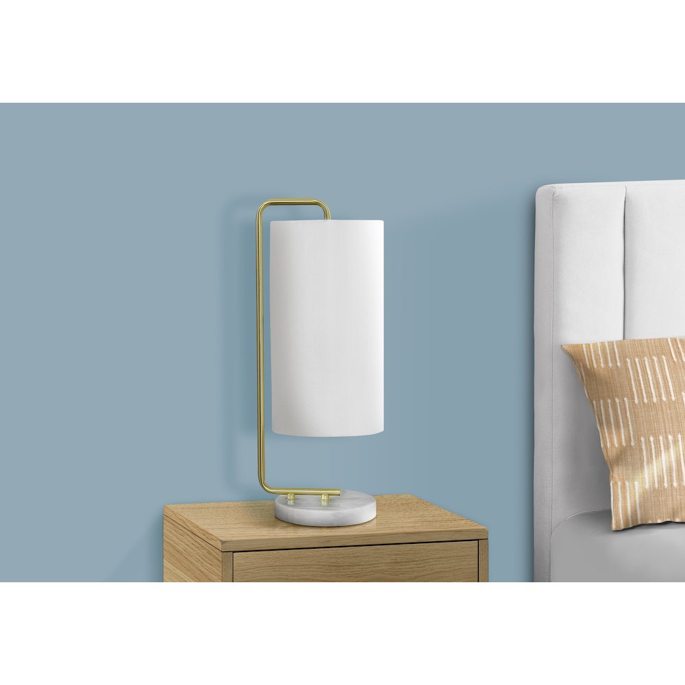 Lighting, 20"H, Table Lamp, White Marble, Ivory / Cream Shade, Contemporary. Picture 5