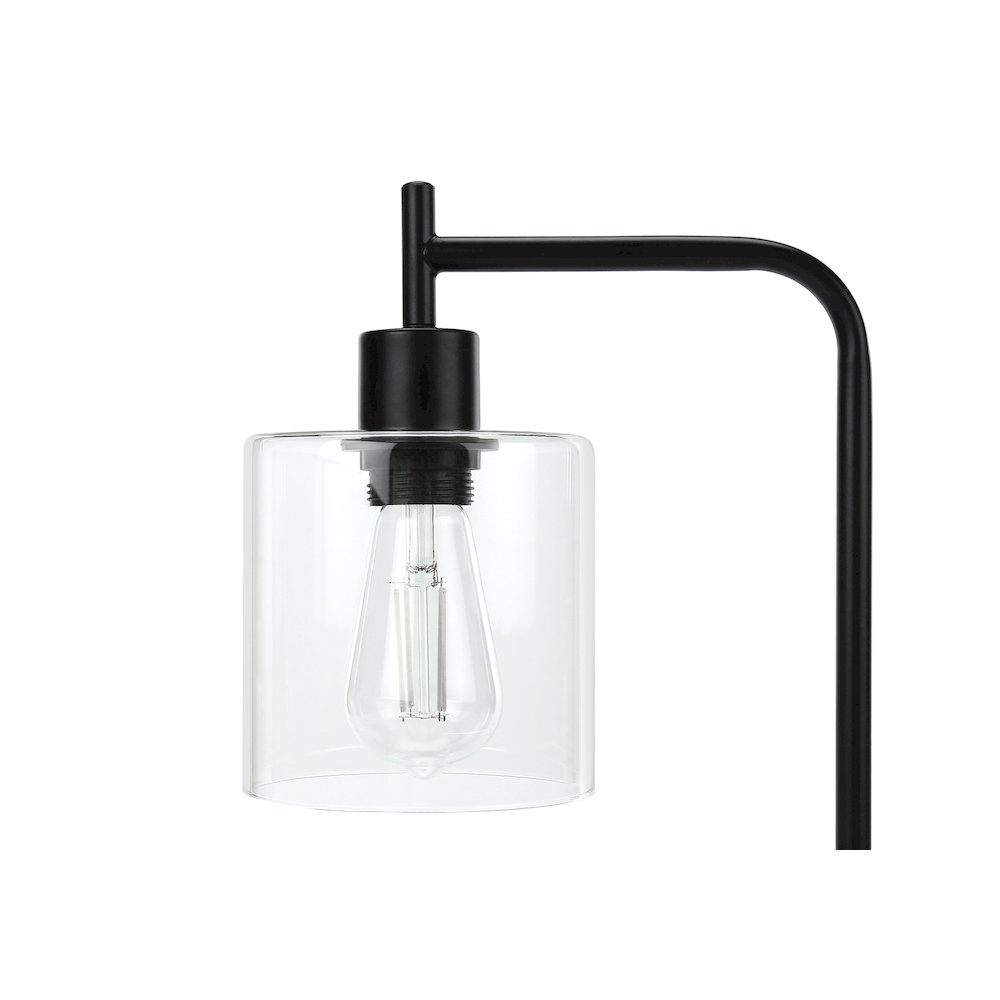 ="Lighting, 20""H, Table Lamp, Usb Port Included, Black Metal, Glass Shade, Mod. Picture 2