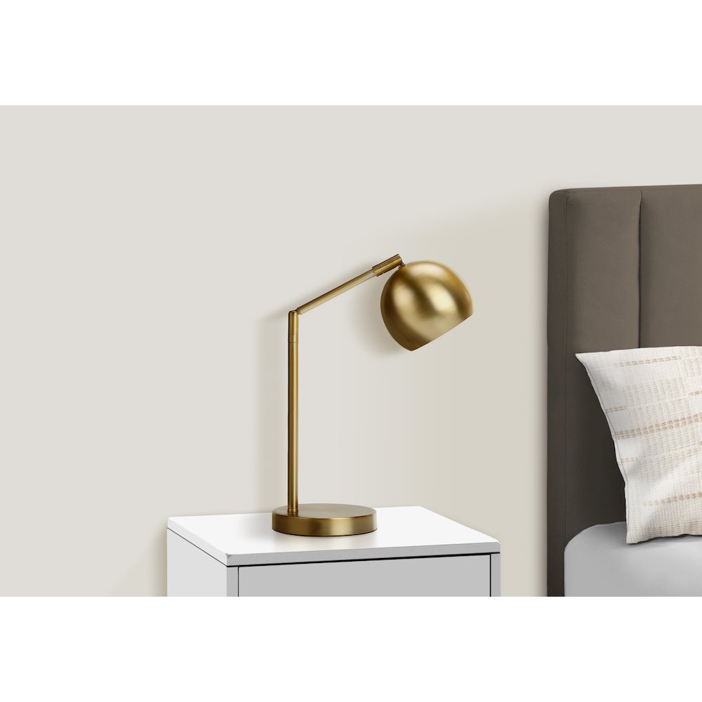Lighting, 19"H, Table Lamp, Gold Metal, Gold Shade, Contemporary. Picture 5