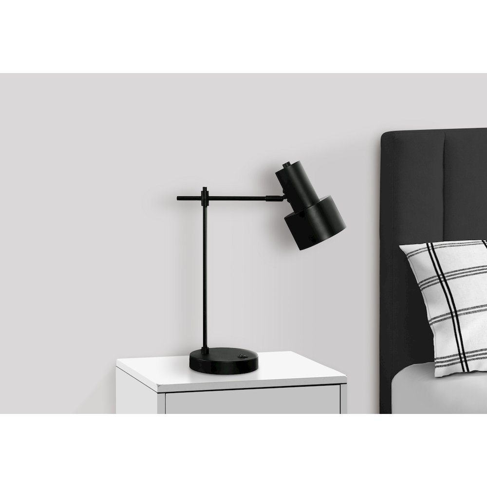 ="Lighting, 21""H, Table Lamp, Usb Port Included, Black Metal, Black Shade, Mod. Picture 5