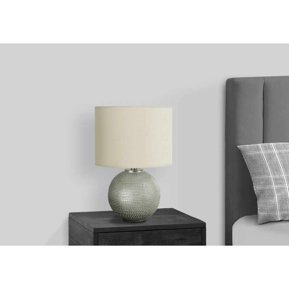 Lighting, 19"H, Table Lamp, Grey Resin, Ivory / Cream Shade, Modern. Picture 5