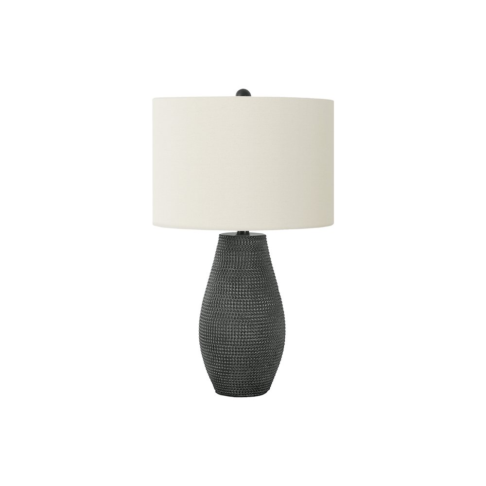Lighting, 24"H, Table Lamp, Black Resin, Ivory / Cream Shade, Contemporary. Picture 1