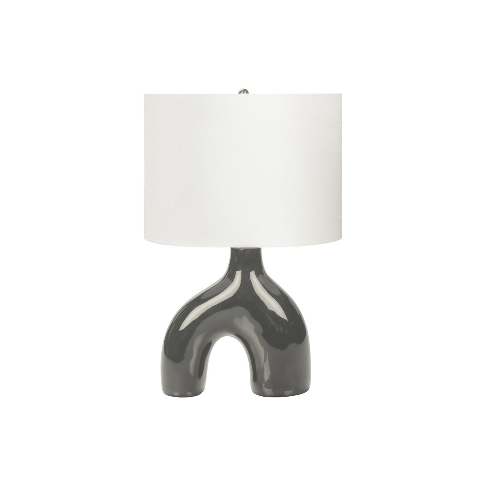 25"H, Table Lamp, Dark Grey Ceramic, Ivory / Cream Shade, Contemporary, Modern. Picture 1