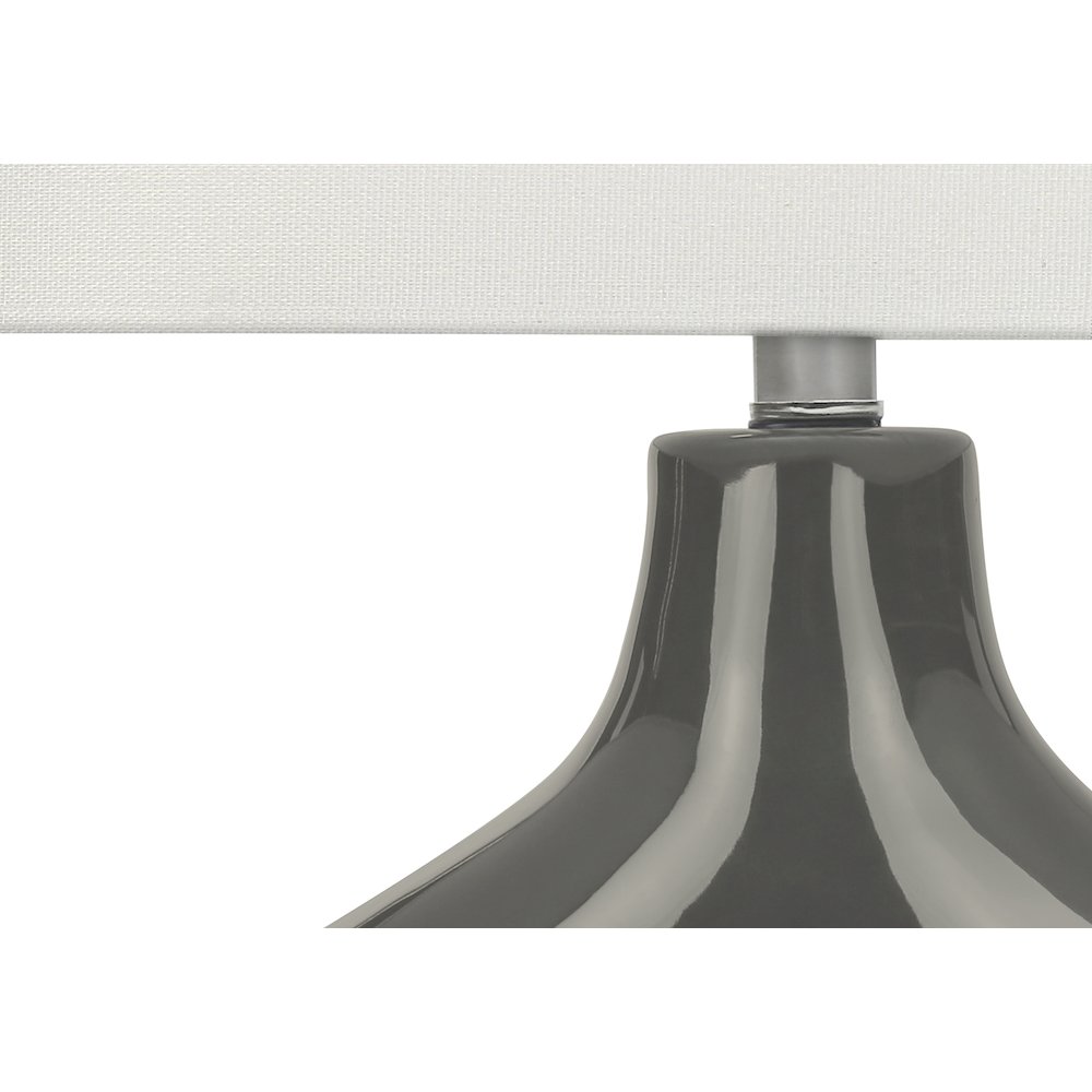 25"H, Table Lamp, Dark Grey Ceramic, Ivory / Cream Shade, Contemporary, Modern. Picture 2