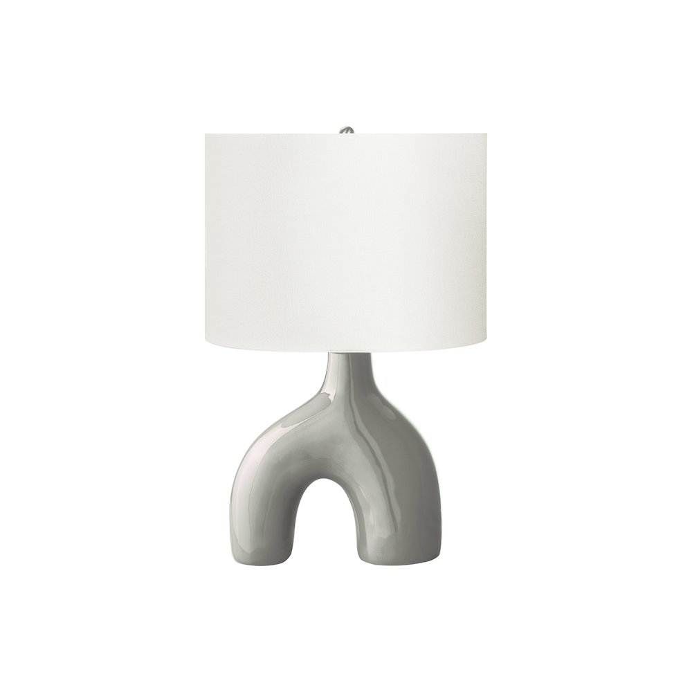 25"H, Table Lamp, Grey Ceramic, Ivory / Cream Shade, Contemporary, Modern. Picture 1