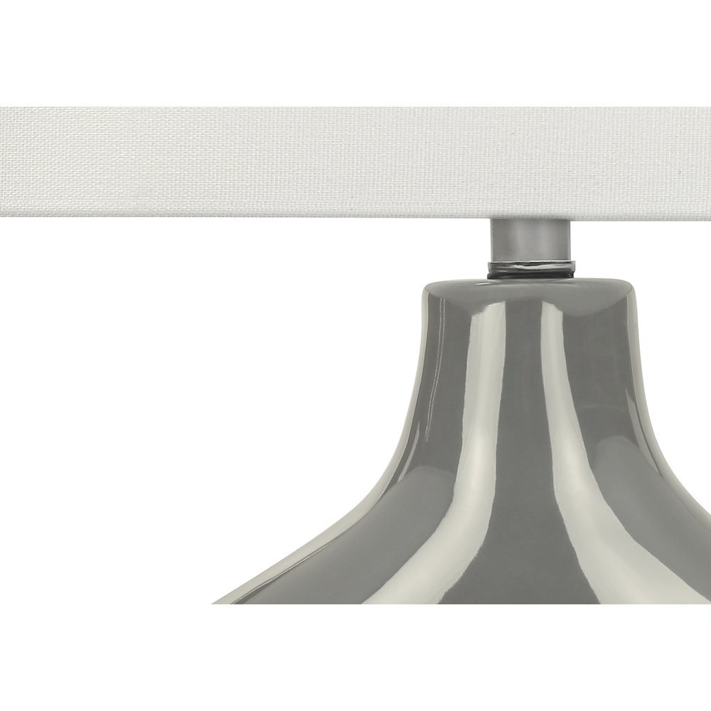 25"H, Table Lamp, Grey Ceramic, Ivory / Cream Shade, Contemporary, Modern. Picture 2