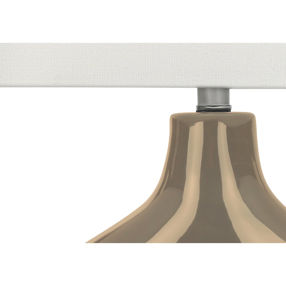 25"H, Table Lamp, Brown Ceramic, Ivory / Cream Shade, Contemporary, Modern. Picture 2