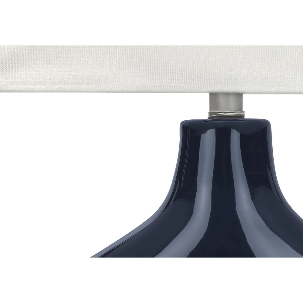 25"H, Table Lamp, Blue Ceramic, Ivory / Cream Shade, Contemporary, Modern. Picture 2