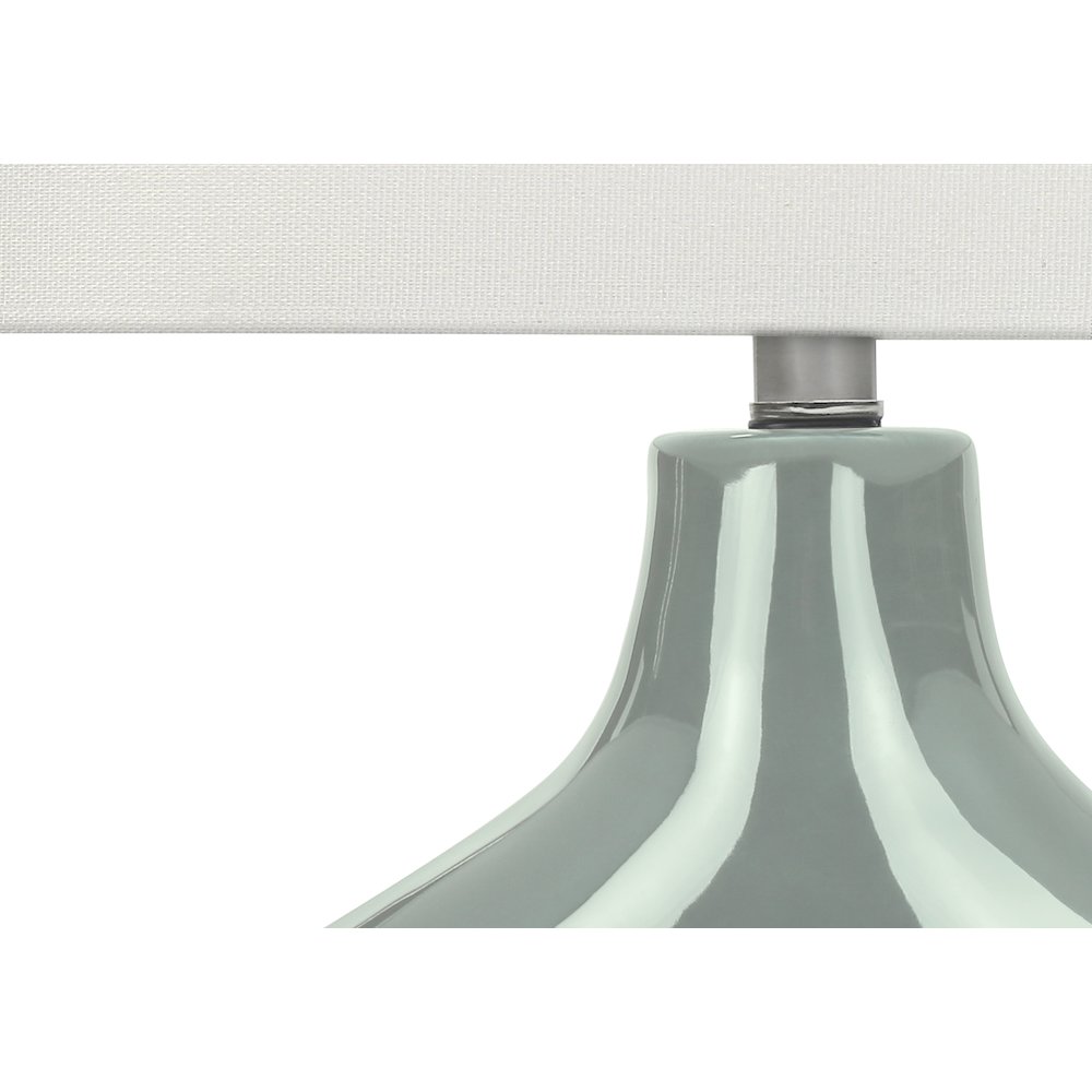 25"H, Table Lamp, Green Ceramic, Ivory / Cream Shade, Contemporary, Modern. Picture 2