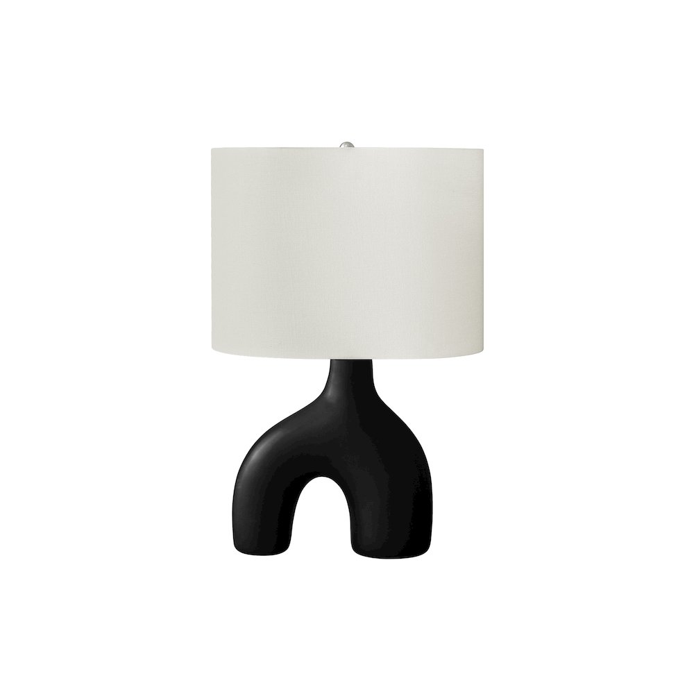 25"H, Table Lamp, Black Ceramic, Ivory / Cream Shade, Contemporary, Modern. Picture 1