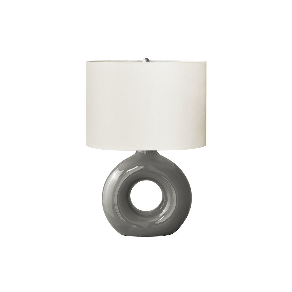 Lighting, 24"H, Table Lamp, Dark Grey Ceramic, Ivory / Cream Shade, Contemporary. Picture 1