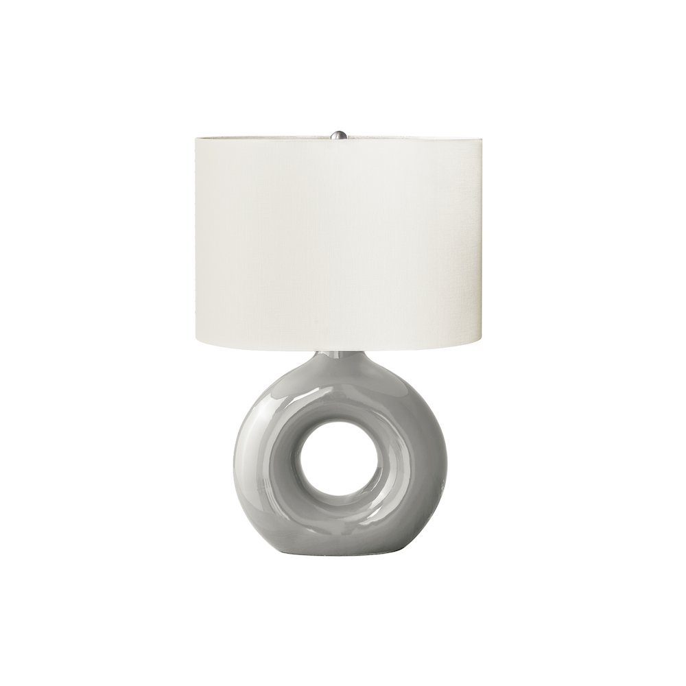 24"H, Table Lamp, Grey Ceramic, Ivory / Cream Shade, Contemporary, Modern. Picture 1
