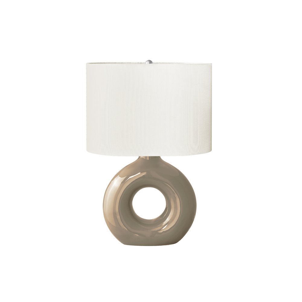 24"H, Table Lamp, Brown Ceramic, Ivory / Cream Shade, Contemporary, Modern. Picture 1