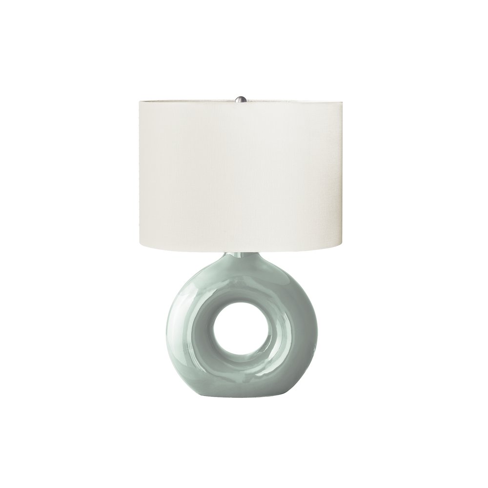 24"H, Table Lamp, Green Ceramic, Ivory / Cream Shade, Contemporary, Modern. Picture 1