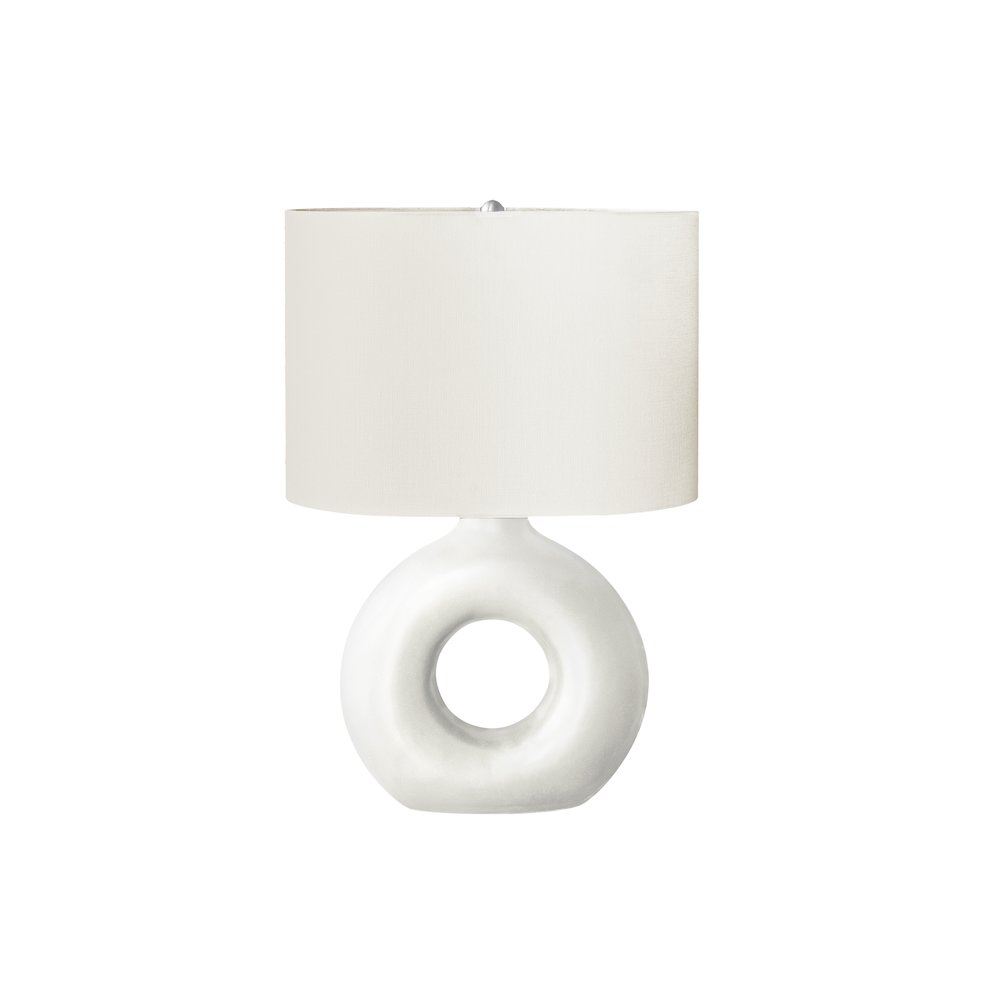24"H, Table Lamp, White Ceramic, Ivory / Cream Shade, Contemporary, Modern. Picture 1
