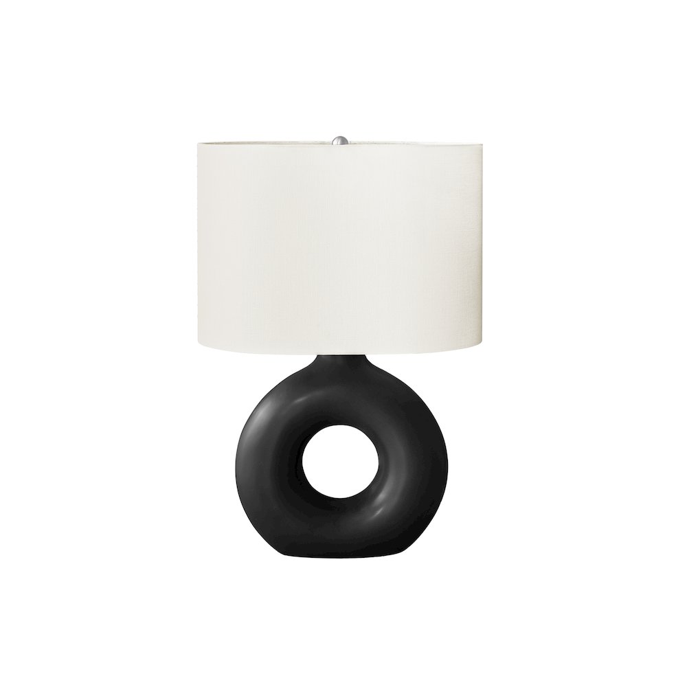 24"H, Table Lamp, Black Ceramic, Ivory / Cream Shade, Contemporary, Modern. Picture 1
