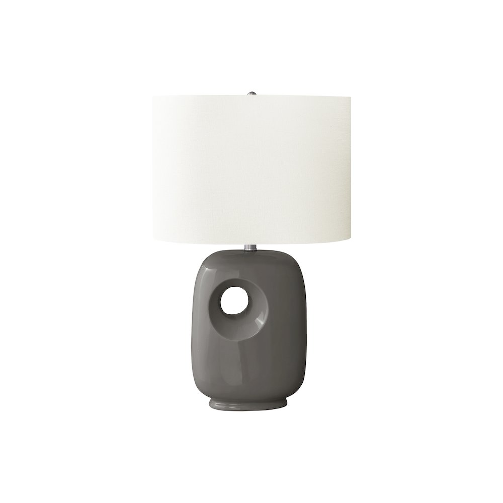 Lighting, 26"H, Table Lamp, Dark Grey Ceramic, Ivory / Cream Shade, Contemporary. Picture 1