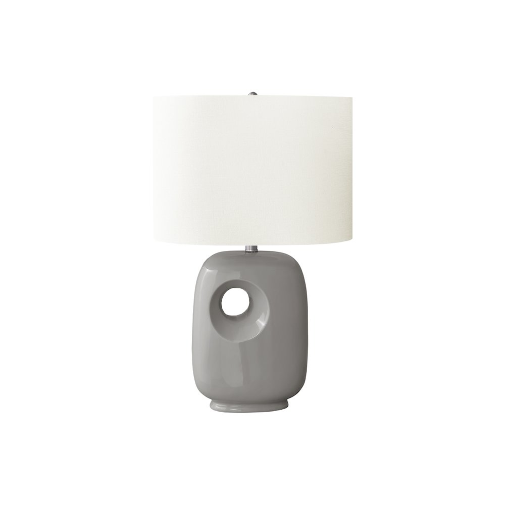 26"H, Table Lamp, Grey Ceramic, Ivory / Cream Shade, Contemporary, Modern. Picture 1