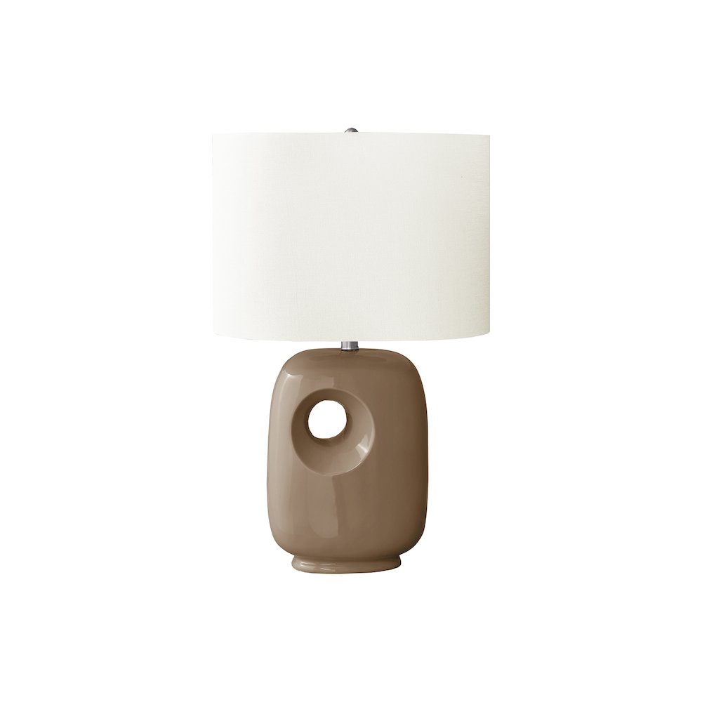 26"H, Table Lamp, Brown Ceramic, Ivory / Cream Shade, Contemporary, Modern. Picture 1