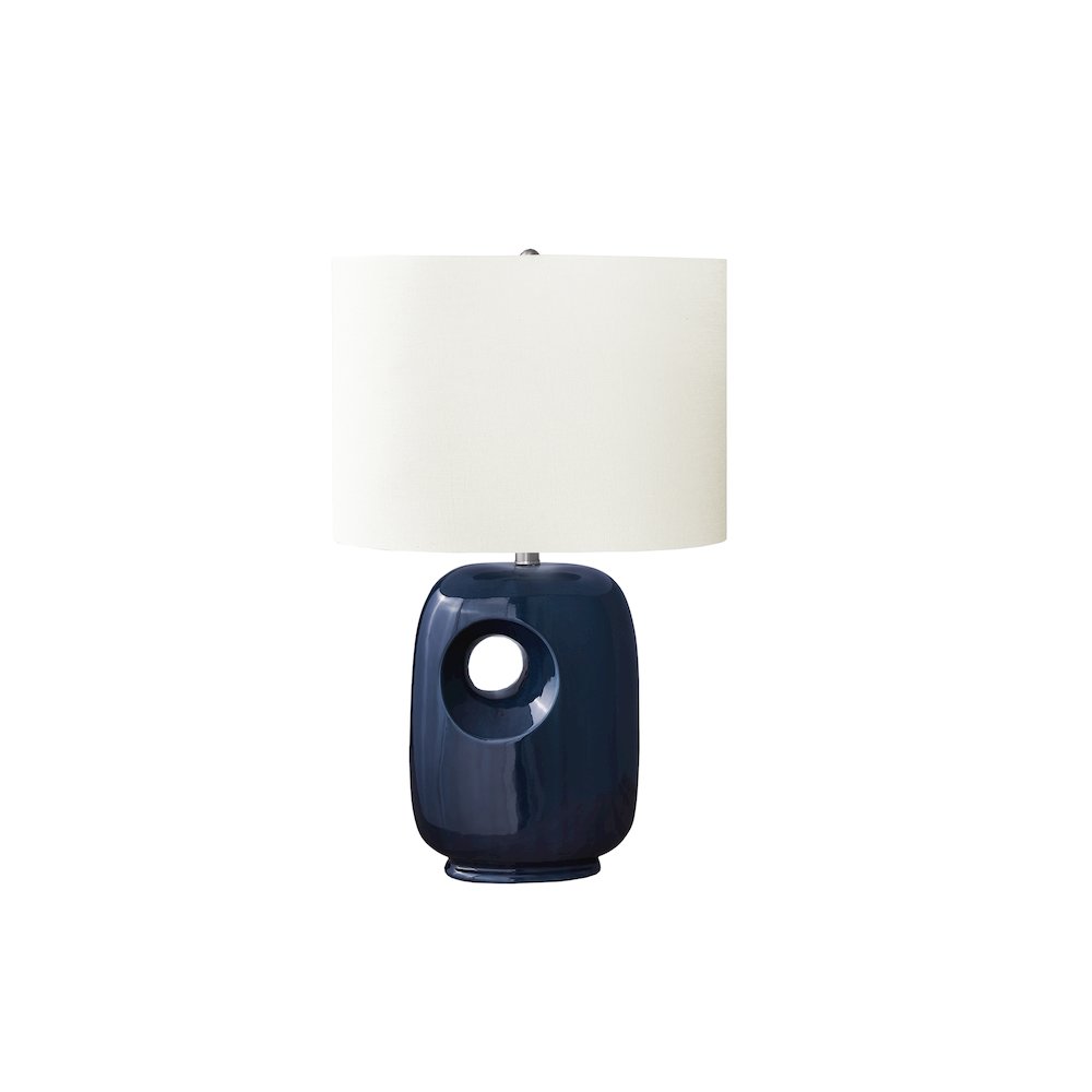 26"H, Table Lamp, Blue Ceramic, Ivory / Cream Shade, Contemporary, Modern. Picture 1