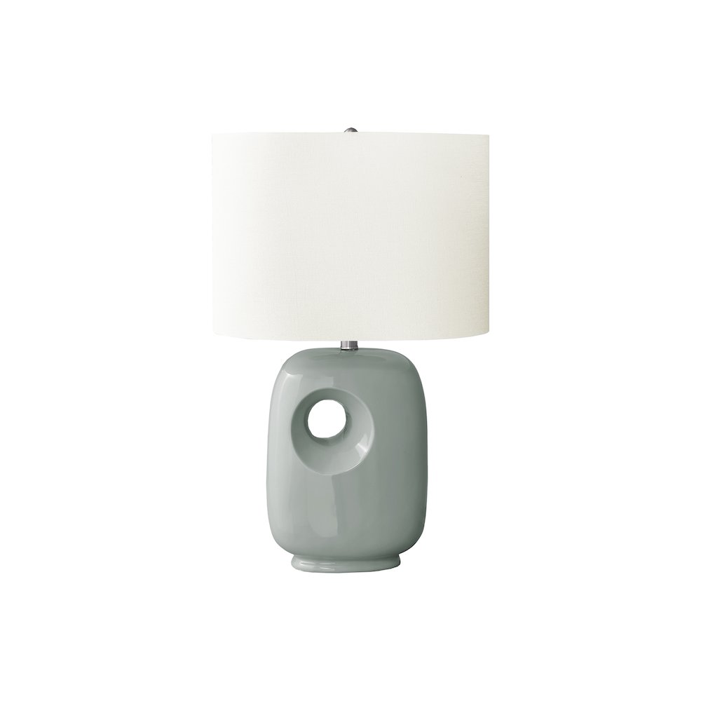 26"H, Table Lamp, Green Ceramic, Ivory / Cream Shade, Contemporary, Modern. Picture 1