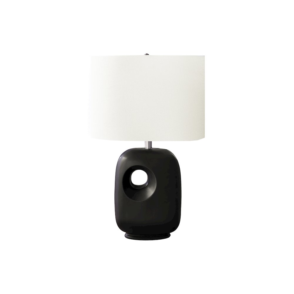 26"H, Table Lamp, Black Ceramic, Ivory / Cream Shade, Contemporary, Modern. Picture 1