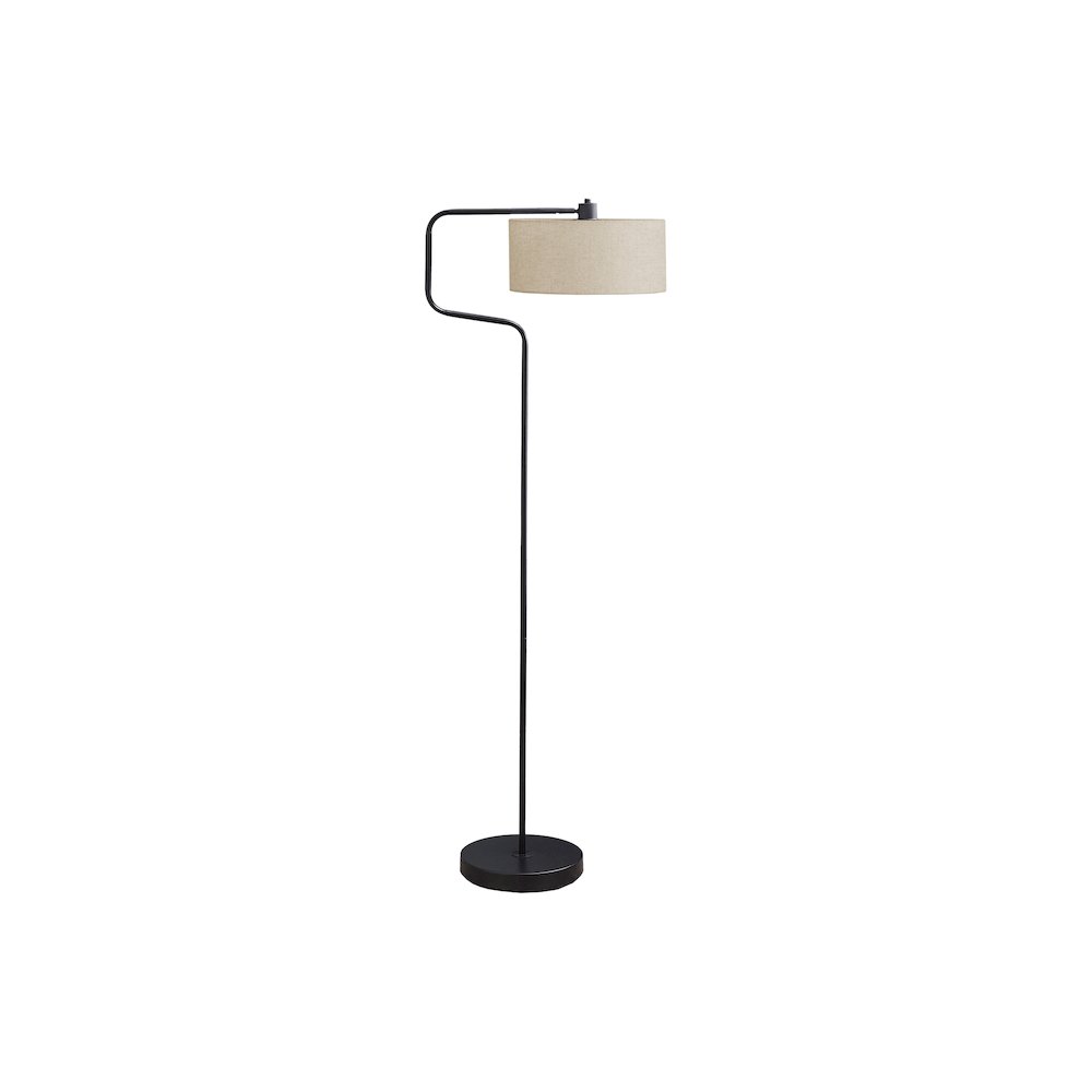 Lighting, 61"H, Floor Lamp, Black Metal, Beige Shade, Contemporary, Modern. Picture 1