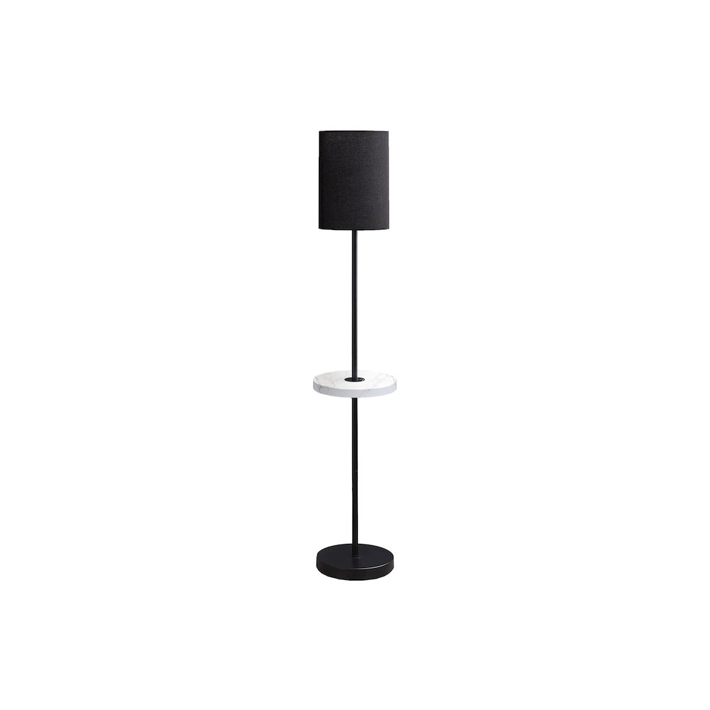 62"H, Floor Lamp, Black Metal, White Marble, Contemporary, Modern. Picture 1
