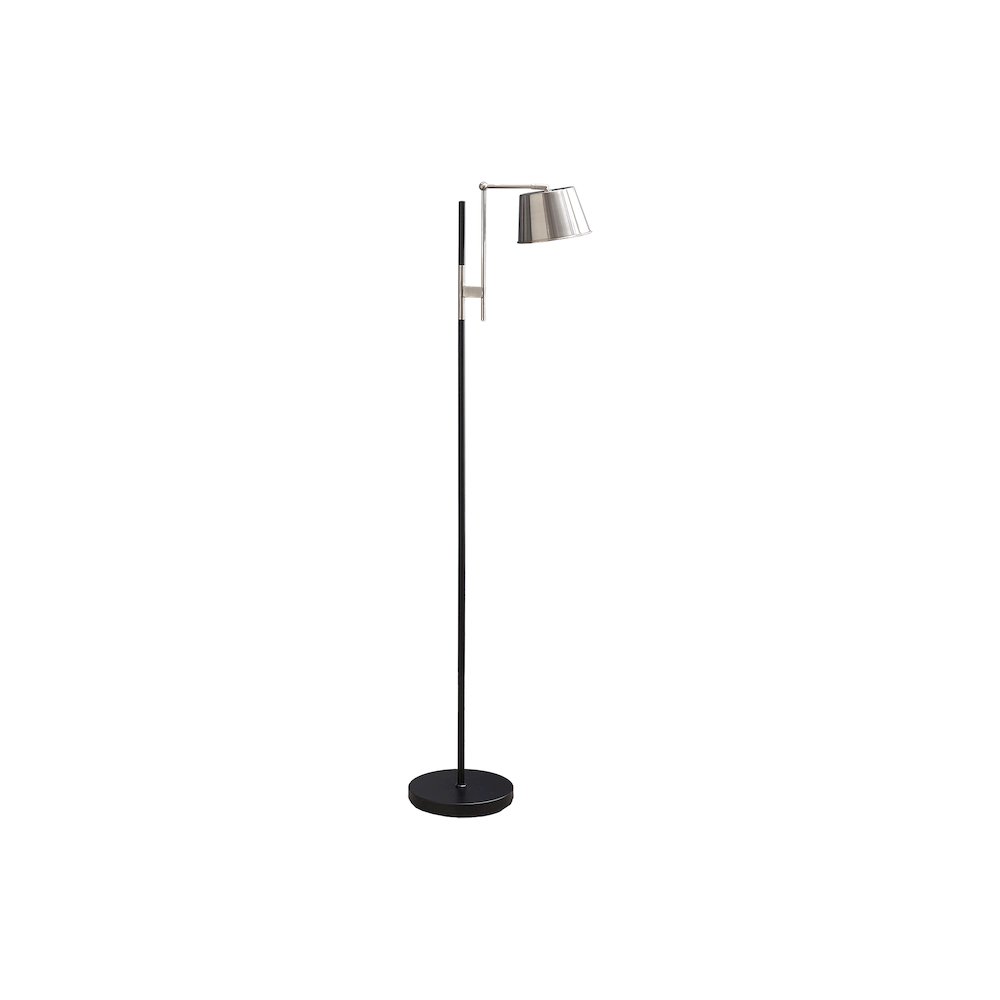 Lighting, 65"H, Floor Lamp, Black Metal, Nickel Shade, Contemporary. Picture 1