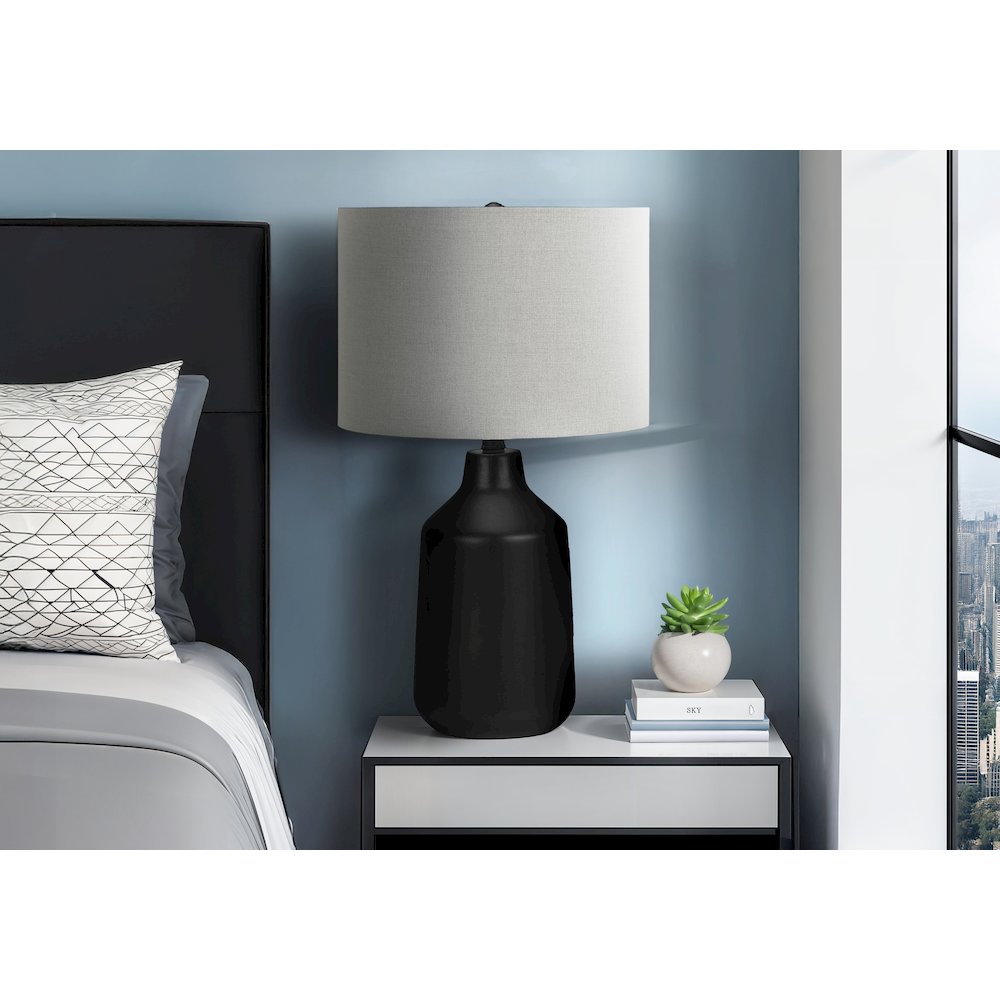 Lighting, 24"H, Table Lamp, Black Concrete, Grey Shade, Contemporary. Picture 6