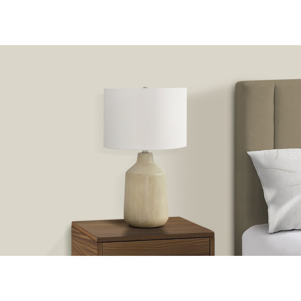 ="Lighting, 24""H, Table Lamp, Beige Concrete, Ivory / Cream Shade, Contemporar. Picture 6