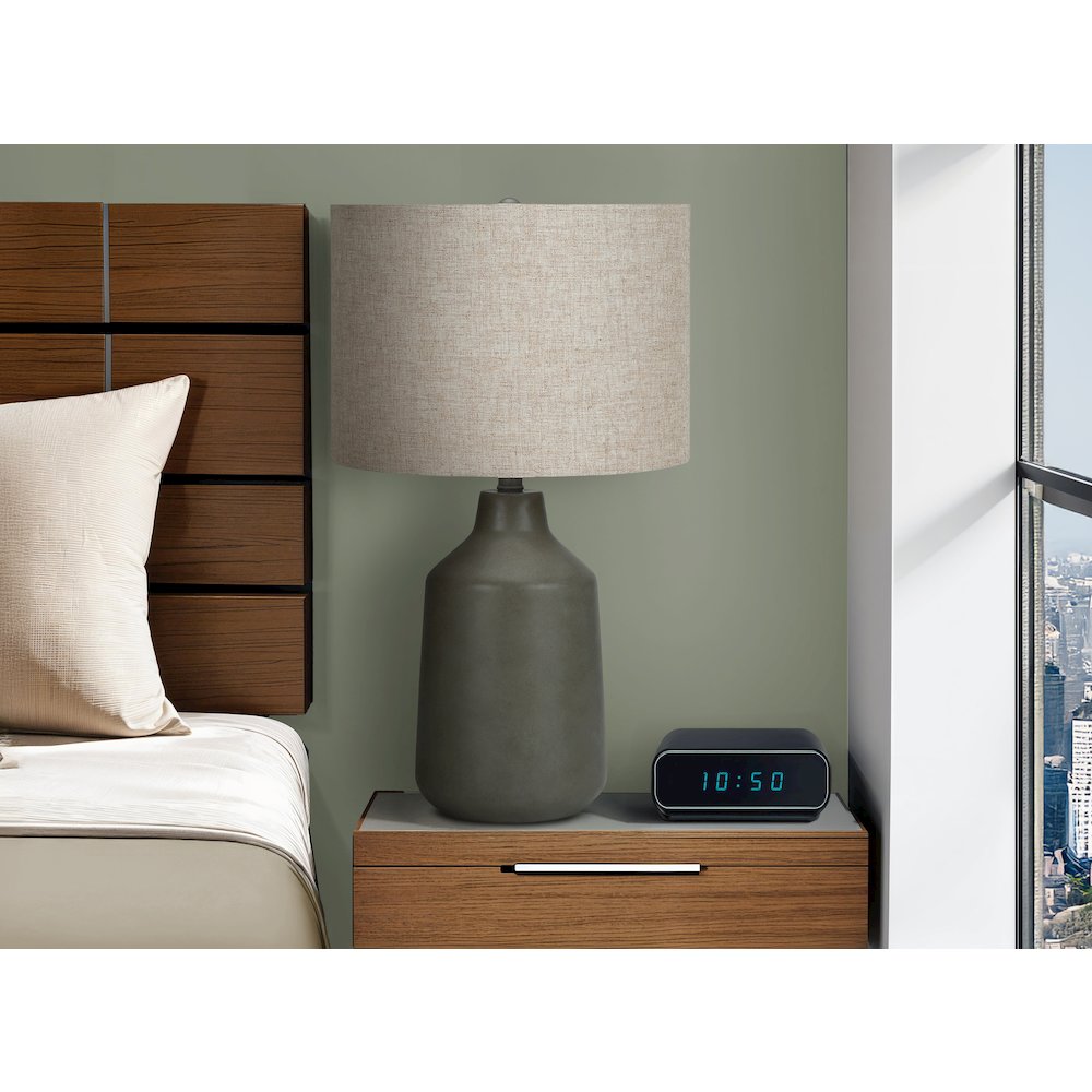 Lighting, 24"H, Table Lamp, Grey Concrete, Beige Shade, Contemporary. Picture 6