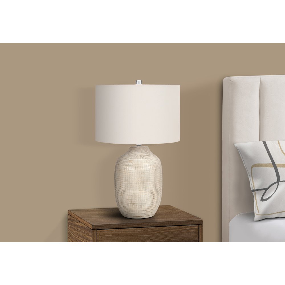 ="Lighting, 26""H, Table Lamp, Cream Ceramic, Ivory / Cream Shade, Contemporary. Picture 6