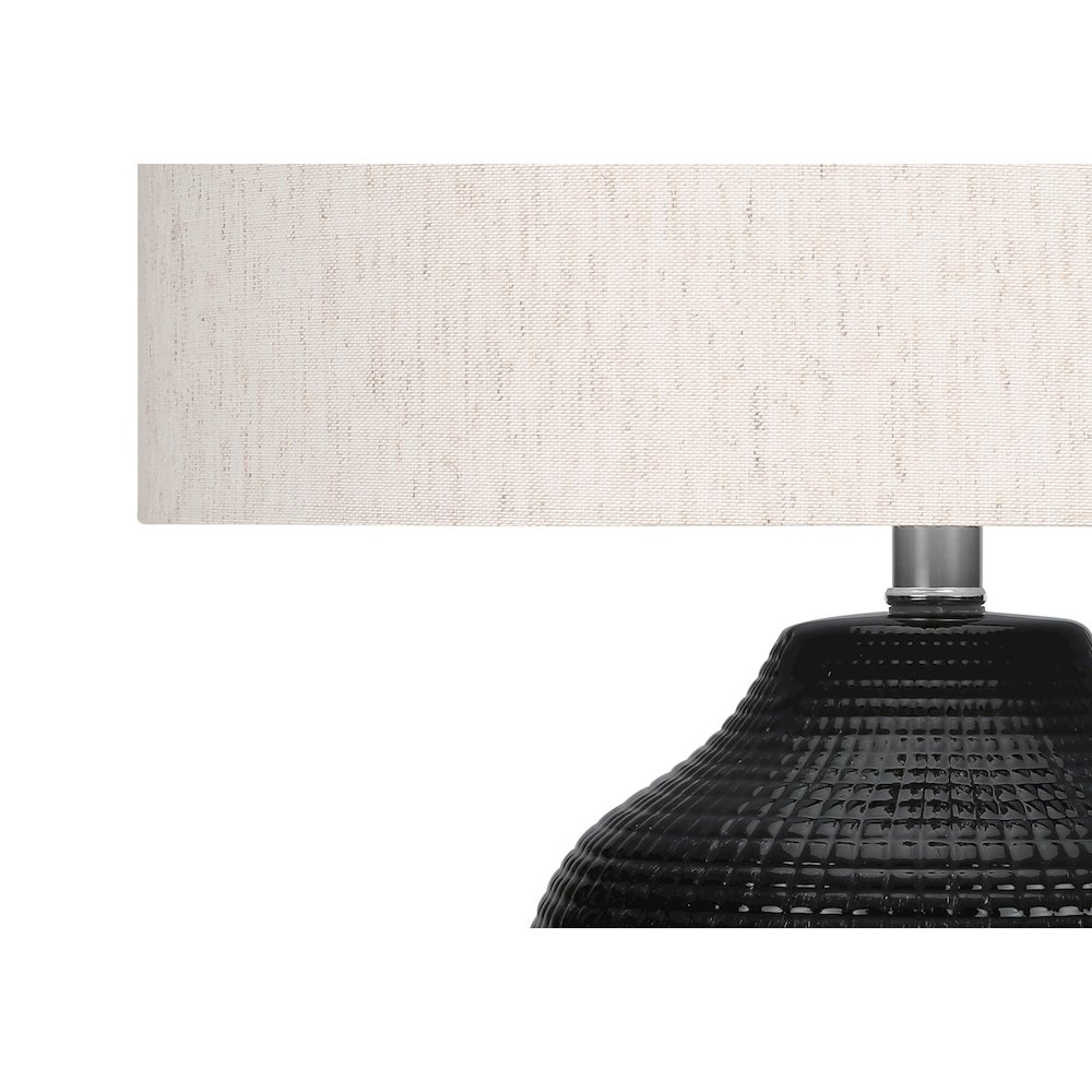 ="Lighting, 26""H, Table Lamp, Black Ceramic, Ivory / Cream Shade, Contemporary. Picture 3