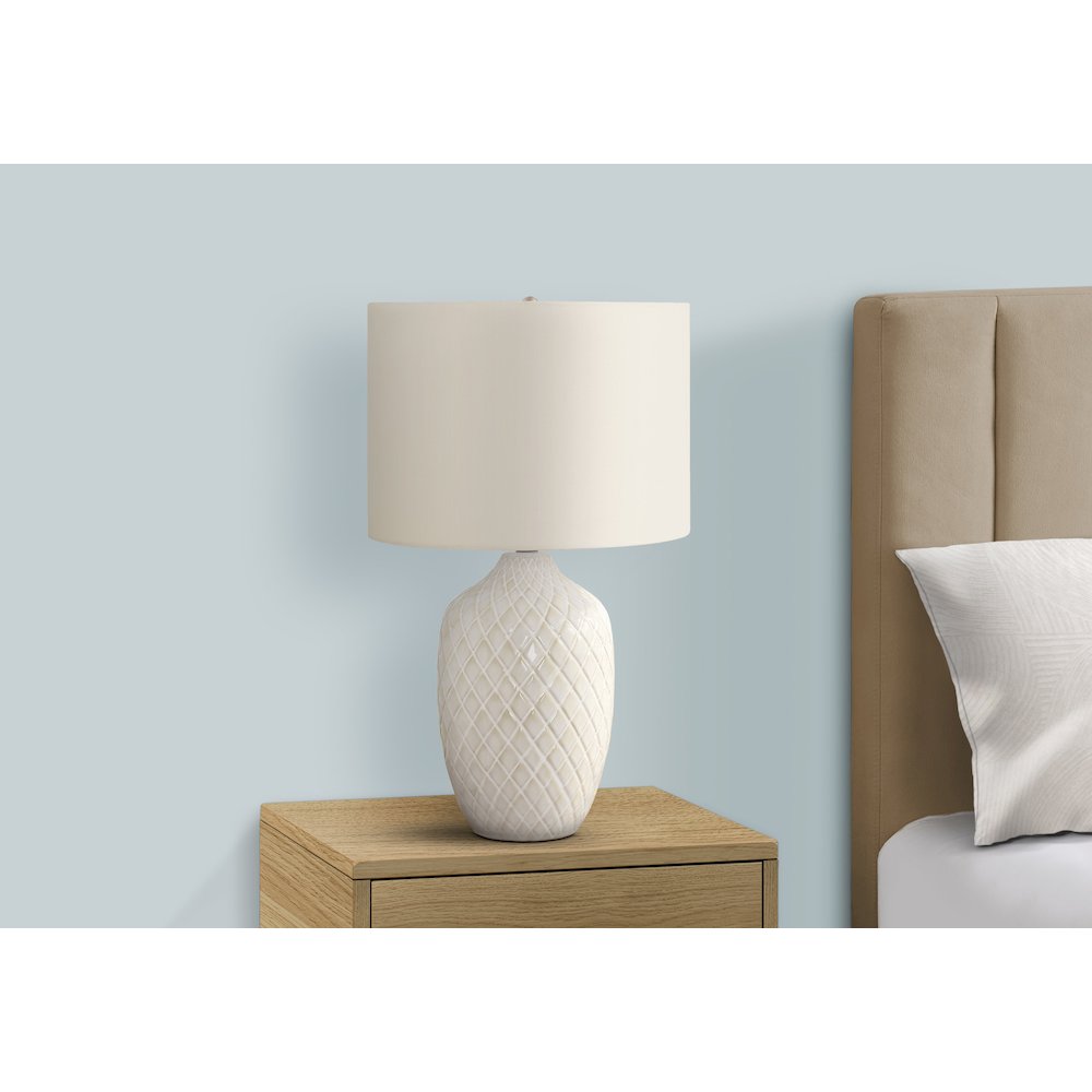 ="Lighting, 25""H, Table Lamp, Cream Ceramic, Ivory / Cream Shade, Transitional. Picture 6