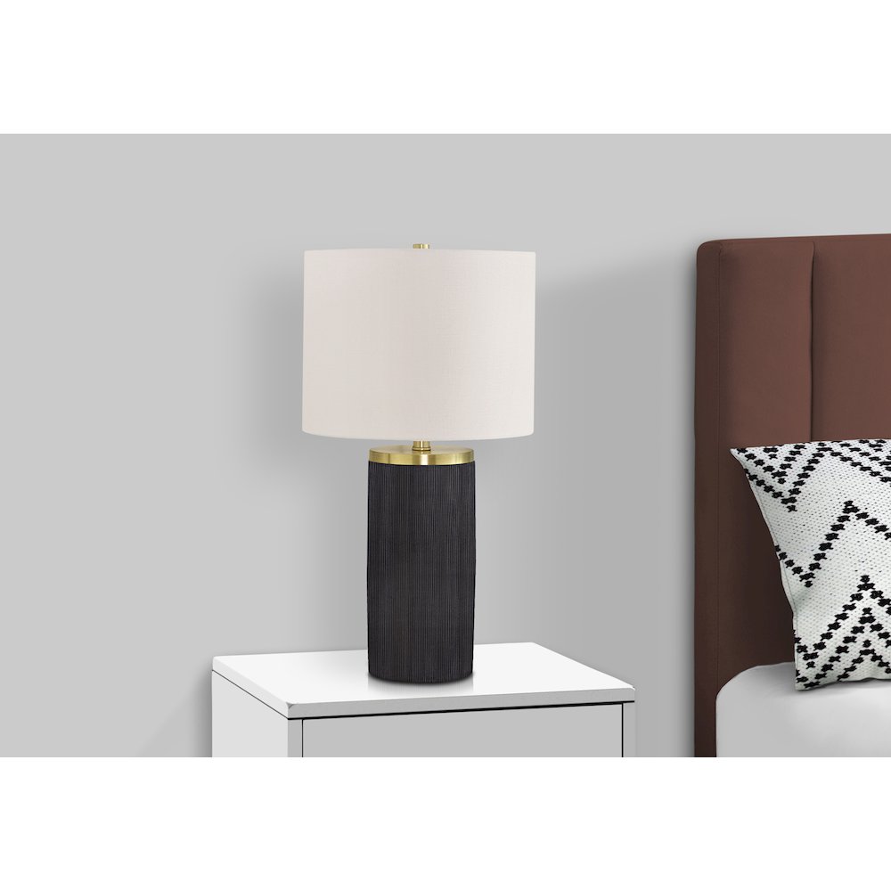 Lighting, 24"H, Table Lamp, Black Concrete, Ivory / Cream Shade, Modern. Picture 6