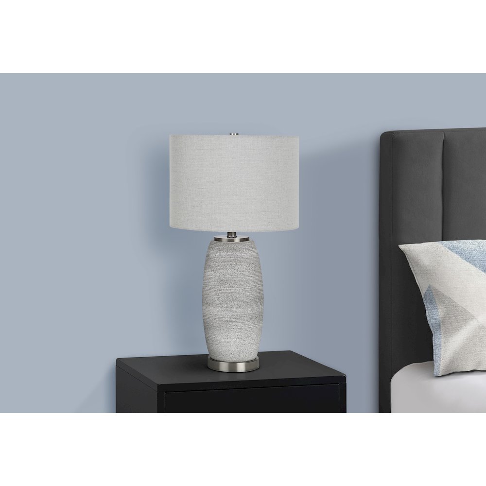 Lighting, 25"H, Table Lamp, Grey Ceramic, Grey Shade, Modern. Picture 6